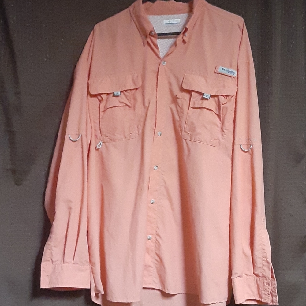 Bright peach long sleeve columbia shirt